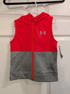 NWT Under Armour Pink And Gray Front Zip Hooded Vest Size 5 - Picture 1 of 5