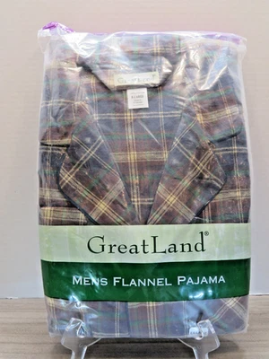 Pijama xadrez masculino vintage Great Land 100% algodão flanela GG nos - Imagem 1 de 4