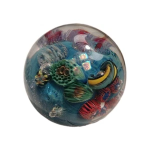 Josh Simpson Glass Sphere Paperweight 3.5” with signed engraving Vintage  - Picture 1 of 13