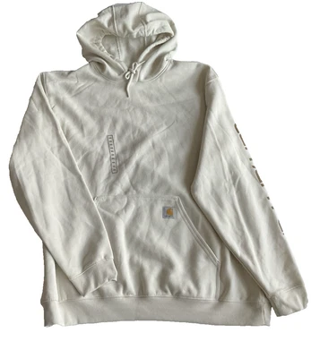 Sudadera Carhartt 2XL Crema Calce Suelto Peso Medio Logo Manga Gráfica Foto 1 de 4