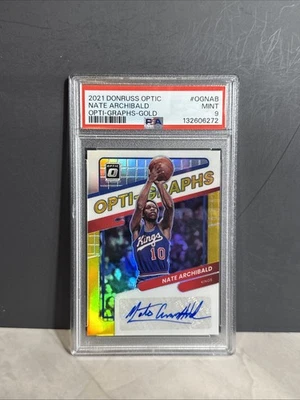 2021-22 Panini Donruss Optic - Nate Archibald Opti-Graphs Gold Auto /10 PSA 9 - Image 1 of 2
