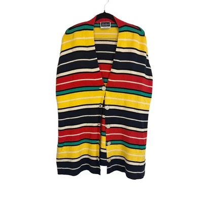 Cárdigan Luisa Spagnoli Lana Sobre Hombro Colorido Rayas Talla OSFM Acogedor Italia Foto 1 de 4