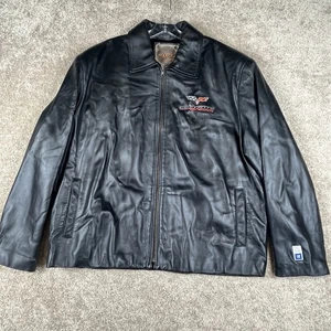 Vintage Corvette Racing Leather Jacket Mens XL Genuine GM 25 Year Anniversary - Picture 1 of 19