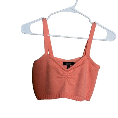Witty Fox Tank Top Women's Medium Pink Knit Sweater Cropped Neon Casual - Image 1 of 4