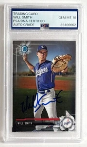 Will Smith Signed 2017 Bowman Baseball Card #BDC-116 Dodgers Gem Mt 10 PSA - Picture 1 of 2