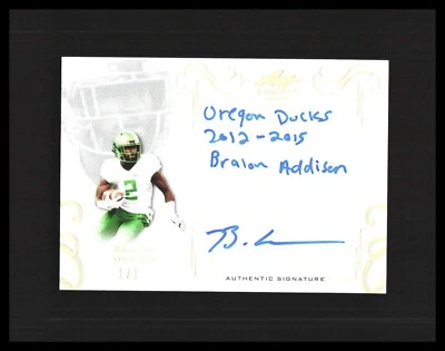 2016 Bralon Addison Rookie Card Auto Leaf Trinity Gold Signatures #A-BA1 Vikings - Image 1 of 3