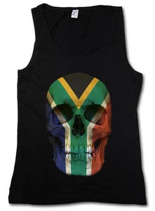 CLASSIC SOUTH AFRICA SKULL FLAG TANK TOP GYM Totenkopf Banner Fahne Südafrika - Picture 1 of 2