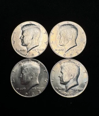 Lot of 4 BU 1982 Kennedy Half Dollars Uncirculated - Image 1 of 2