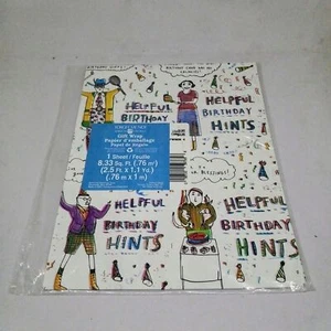 Vintage American Greetings Helpful Birthday Hints Gift Wrap Sheets-Funny-NEW - Picture 1 of 7