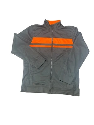 Jaqueta Starter Track Masculina Tamanho Médio Zíper Completo Cinza Listra Laranja Excelente Estado Usado - Imagem 1 de 4