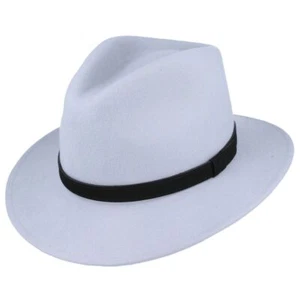 Fedora Felt Wool Hat Crushable with Leather Band Unisex High Quality Hat - Picture 1 of 32