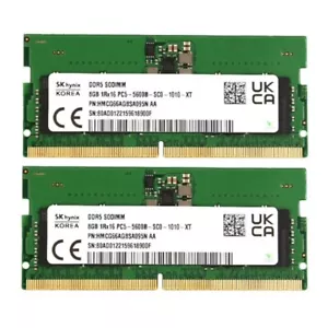 Hynix 16GB 2X8GB DDR5 5600MHz PC5-44800 SODIMM Laptop Memory Ram HMCG66AGBSA095N - Picture 1 of 6