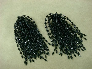 UNIQUE VINTAGE 1960-70'S BLACK LUCITE BEAD DANGLE EARRINGS! - Picture 1 of 1