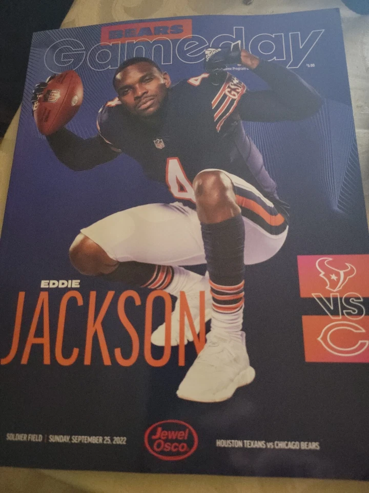 CHICAGO BEARS VS Houston Texans Game day Program 9/25/2022 Soldier Field Foto 1 de 1