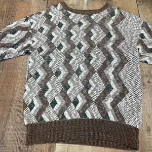 Vintage LeRoy Muti-color Crewneck Pullover Casual Knit Grandpa Sweater Men's L - Picture 1 of 7