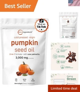 Cold Pressed Pumpkin Seed Oil with Saw Palmetto - 300 Softgels for Vitality - Picture 1 of 8