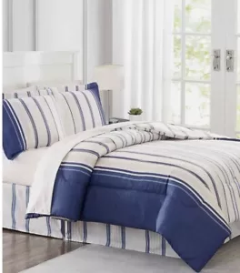 Pem America Franklin Stripe 8-Pc. Queen Comforter Nautical Blue - Picture 1 of 3