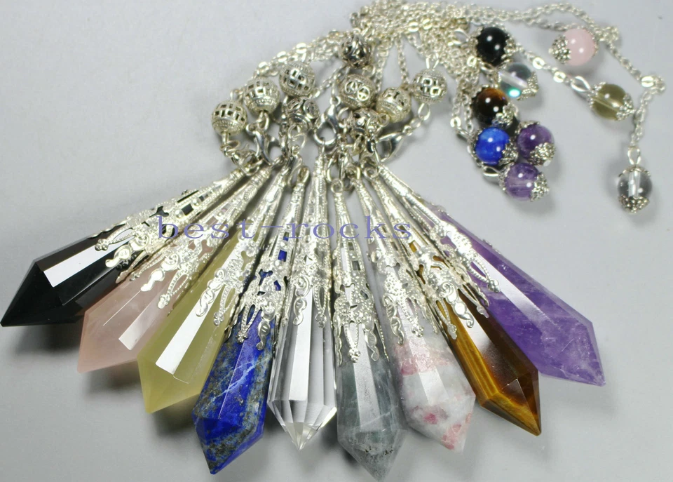 Natural Crystal Divination Pendulum,Polished Necklace,Pendant,Dowsing Point - Image 1 of 1