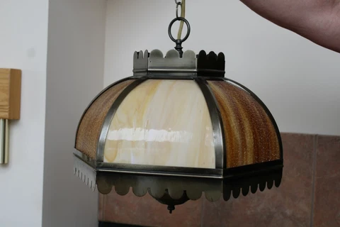 United Steel Works Of America Brown & Beige Stain Glass Hanging Light Fixture Cover