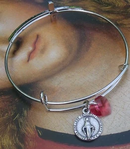 Nuevo Brazalete Cristiano Ajustable Corazón Cristal Rojo Padparadscha Cruz Cristal - Imagen 1 de 5