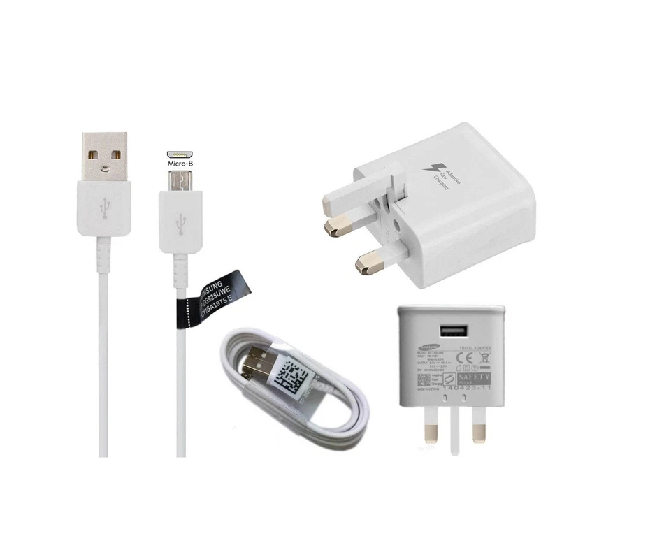 Genuine Samsung Fast Charger Plug & Micro Cable For Galaxy S7,S6,S5,S4,J1,J3 Lot - Image 1 of 4