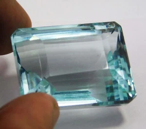 Natural 121.75 Ct Brazil Emerald Cut Ocean Blue Aquamarine Loose Gemstone - Picture 1 of 9