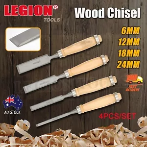 4PCS Wood Chisel Set Carpenters Woodworking Tools Carving Craft Cutting DIY FLAT - Picture 1 of 5