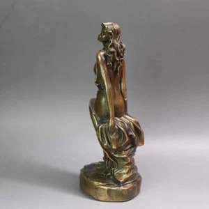 Art Deco Sculpture Brass Beautiful Nude Woman Copper Statue Figures Ornament - Picture 1 of 9