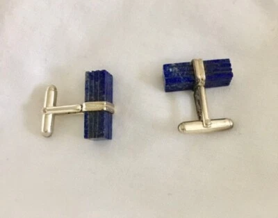 Natürlich Lapis Lazuli Edelstein 925 Sterlingsilber Manschettenknopf Sonder Gift - Bild 1 von 4