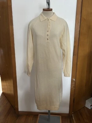 D.D. SLOANE *DE COLECCIÓN: Maxi Vestido Polo Columna Henley Lana de Cordero *TALLA M (MARFIL) Foto 1 de 4