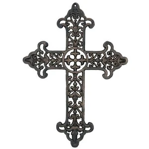 Metall Kreuz Schild Plakette Gusseisen Tür Wand Haus Schuppen Kirche Viktorianisch Gotik - Bild 1 von 5