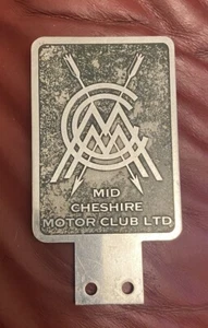 Vintage Mid Cheshire Motor Club Ltd Auto Auto Abzeichen Oldtimer  - Bild 1 von 3