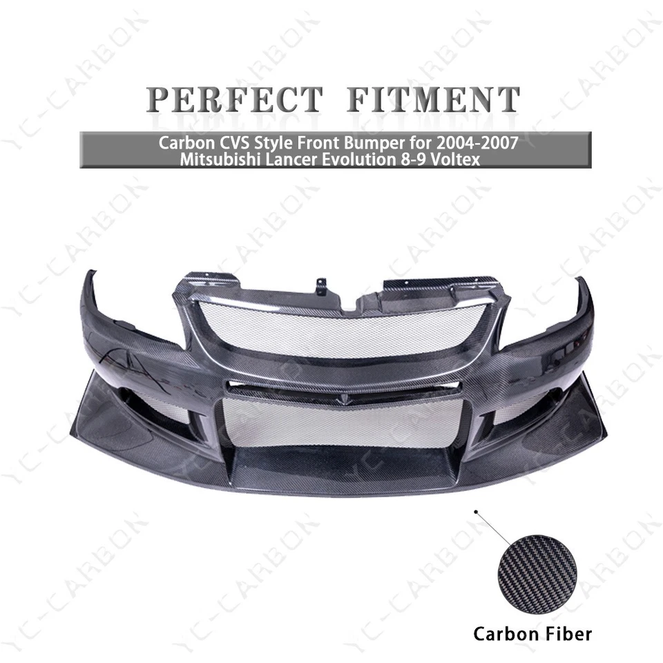 碳 CVS 风格前保险杠适用于 2004 - 2007 三菱 Lancer Evo 8-9 Voltex — 第 1/4 张图片
