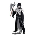 Boys Kid Teen Grim Reaper Skull Skeleton Demon Crypt Keeper Halloween Costume