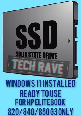 HP ELITEBOOK 820 840 850 G3 WINDOWS 11 PRO REPLACEMENT SSD DRIVE - READY TO USE - Image 1 of 2