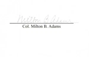 Milton Adams Signed 3x5 Signature WWII P-38 Pilot (d) - Picture 1 of 1