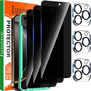 IMBZBK 3 Pack Privacy Screen Protector for iPhone 16 Pro Max Tempered Glass Acce - Zdjęcie 1 z 8