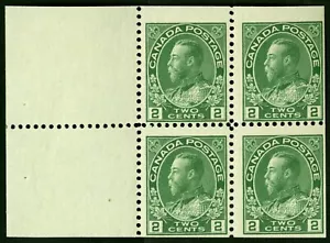 Canada 1911-25 Unitrade # 107b Mint Lightly Hinged Fine Bklt Pane - Picture 1 of 2