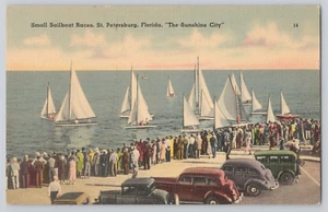 Postcard Small Sailboat Races, St. Petersburg, Florida "The Sunshine City" - Picture 1 of 2