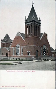 First Baptist Church Allegan Michigan Postcard Unposted - Imagen 1 de 2