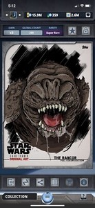 Topps Star Wars Digital Card Trader Colour Original Art Rancor Insert