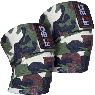 DEFY Weight Lifting Knee Wraps Training Gym Straps Power Lifter Gym GREEN CAMO - Image 1 of 4