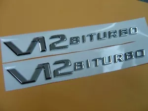 Pair of * V12 BITURBO * Badge Emblem Mercedes AMG S65 SL65 SL600 G65 BMW 760Li - Picture 1 of 4