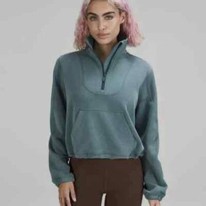NWOT Lululemon BRUSHED SOFTSTREME RIBBED HALF ZIP GREEN JASPER Size 4 - Picture 1 of 8