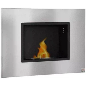 HOMCOM Wall Mounting Bio Ethanol Fireplace Heater with 1.5L Tank, Silver - Picture 1 of 11