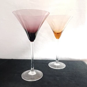 (2) Lenox "TUSCANY SEASONS" Amethyst & Amber Martini Glasses, EUC! - Picture 1 of 4