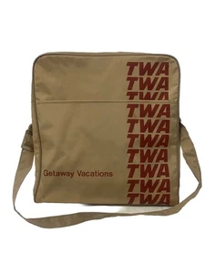 Vintage TWA Trans World Airlines Getaway Vacations Handgepäck Vinyl Tragetasche - Bild 1 von 11