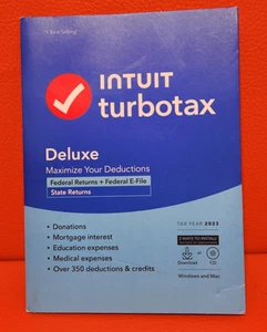 TurboTax Delux 2023 Federal E File And State Windows And Mac CD And Download New - Picture 1 of 7