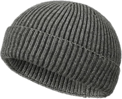 Gorro de pescador de lana para hombre mujer estilo corto cálido invierno tejido reloj gorra Foto 1 de 4