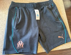 Olympique Marseille OM Puma Casuals Soccer Shorts Zipped Pockets Cotton Heavy XL - Picture 1 of 7